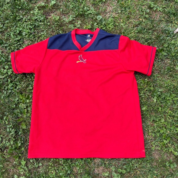 Vtg 90s MLB St. Louis Cardinals Baseball Jersey T-Shirt Red Navy XL/XG Y2K - Picture 1 of 8